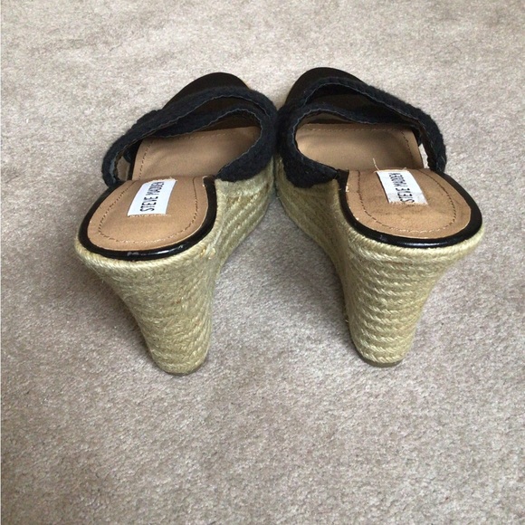 Steve Madden Black Canvas Super Wedge Espadrilles - Picture 3 of 6